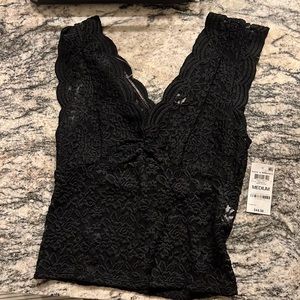 Bar III Deep Black Lace Scallop Top